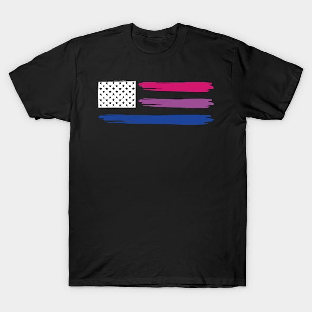 LGBTQ American Flag USA Progressive New Pride Bisexual Flag T-Shirt by Sonyi